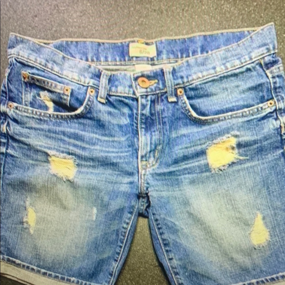 Distressed Blue Denim Shorts
